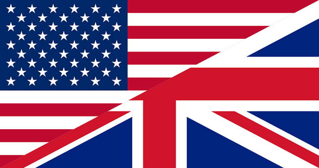アメリカとイギリスの国旗がミックスされている